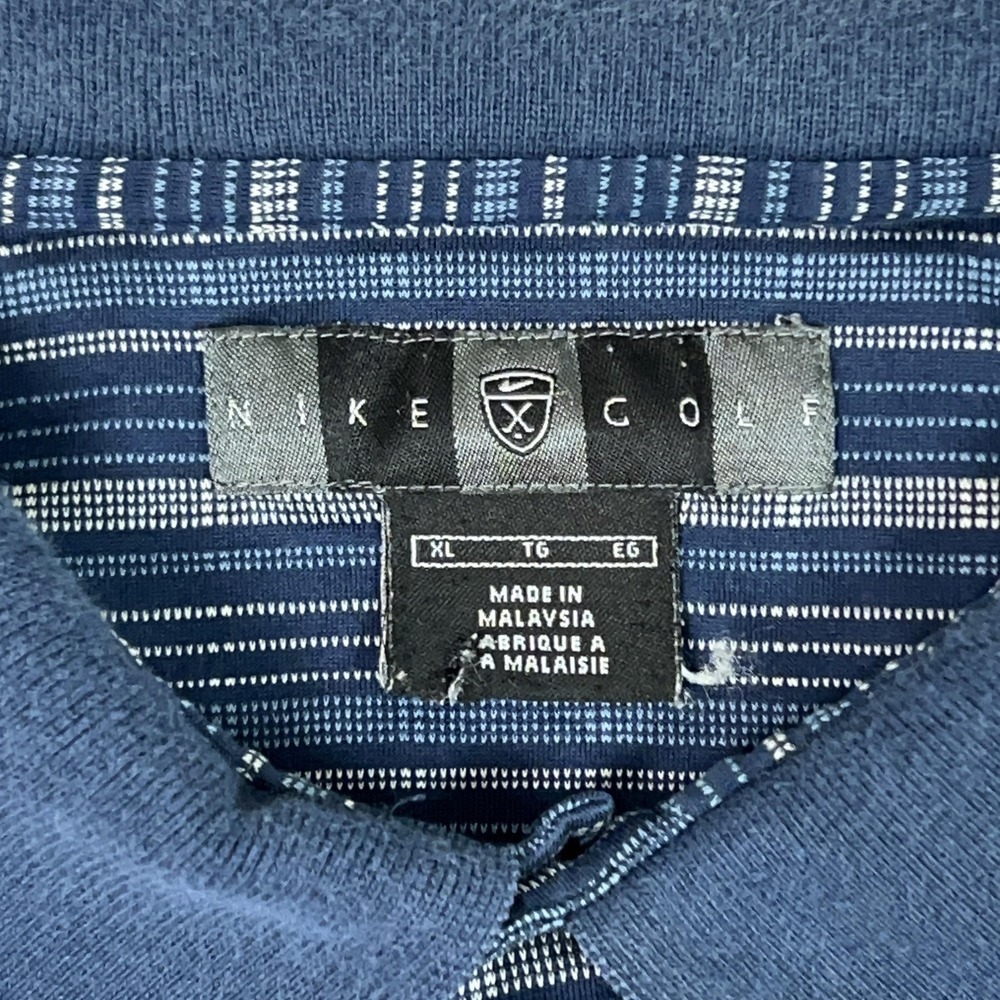 Nike Golf Polo Shirt Mens XL Blue Striped Cotton Short Sleeve Casual Grandpa Top - Picture 4 of 9